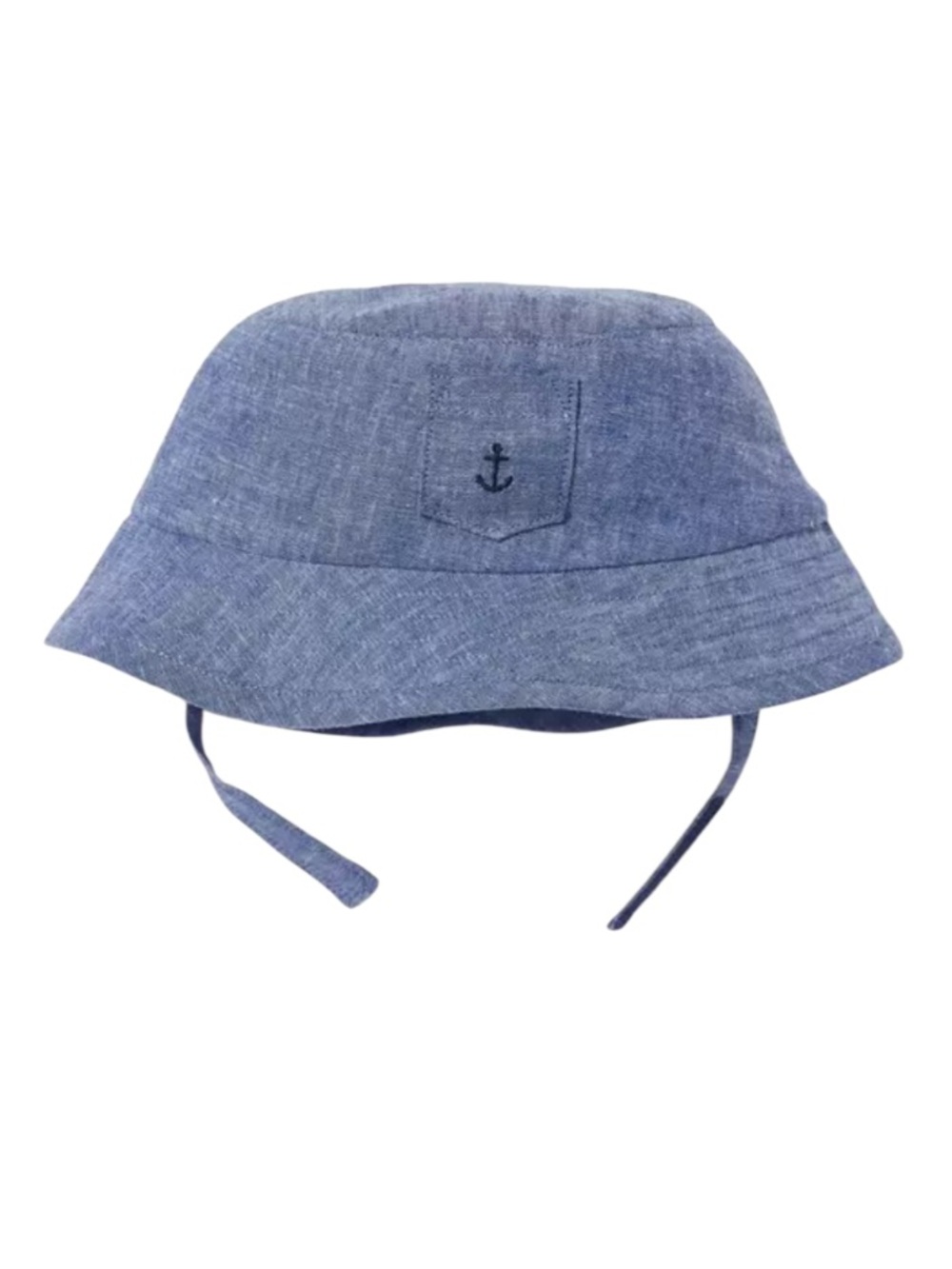Janie and Jack Linen Chambray Kids Bucket Hat with Anchor Stitch